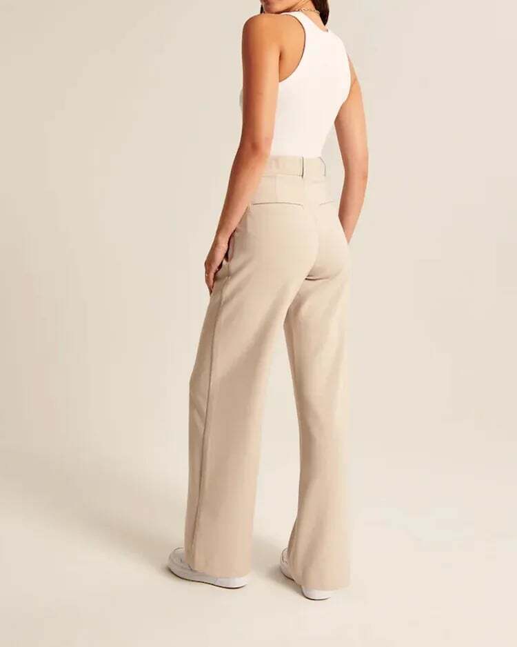 Lightweight Tailored Premium Fabric Wide Leg Pants