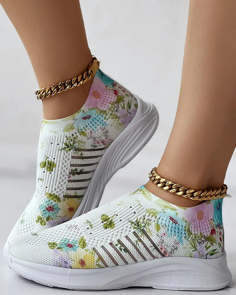 Women's Flower Rhinestone Sneakers