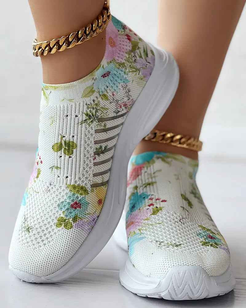 Women's Flower Rhinestone Sneakers