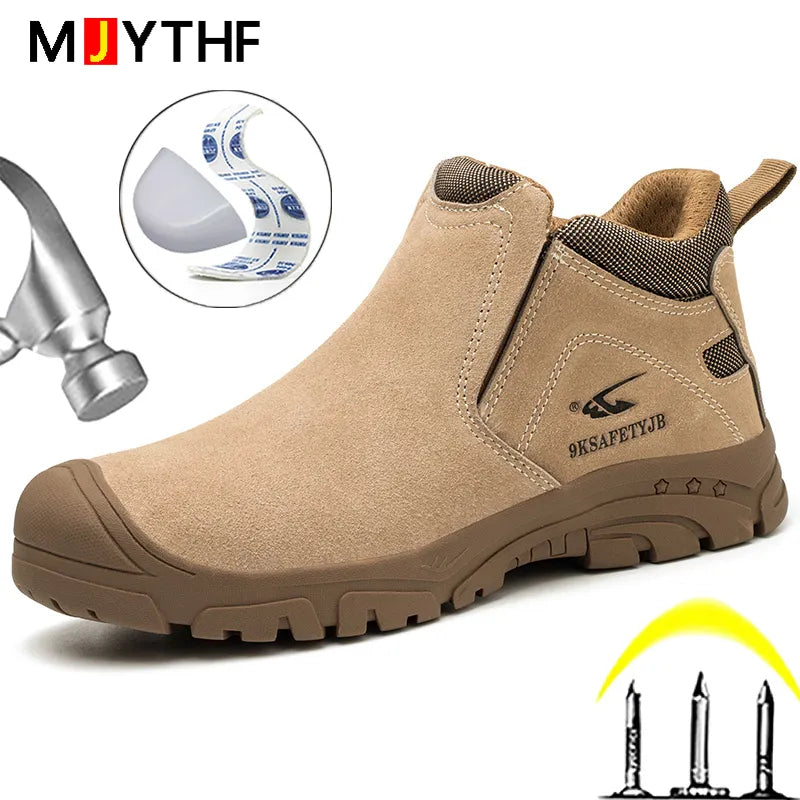 Anti-smash and anti-puncture steel toe insulated men's shoes