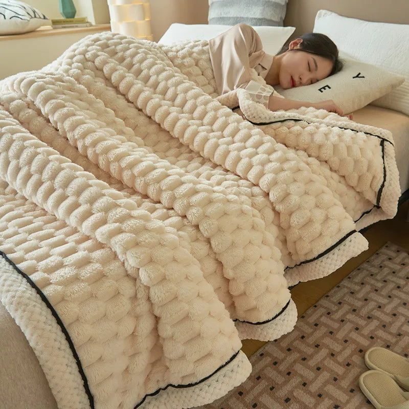 Double-layer thickened blanket with minky dots