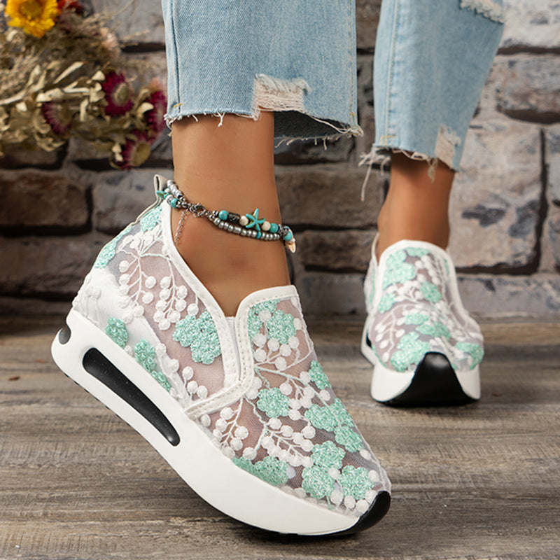 New Women's Floral Lace Platform Orthopedic Sneakers