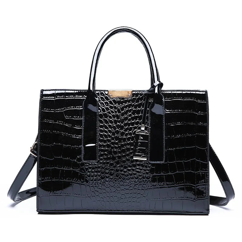 Trendy crocodile shoulder crossbody tote bag