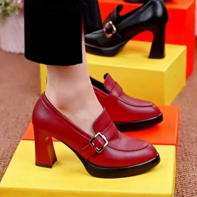 Platform high heels fashion thick heel ladies shoes