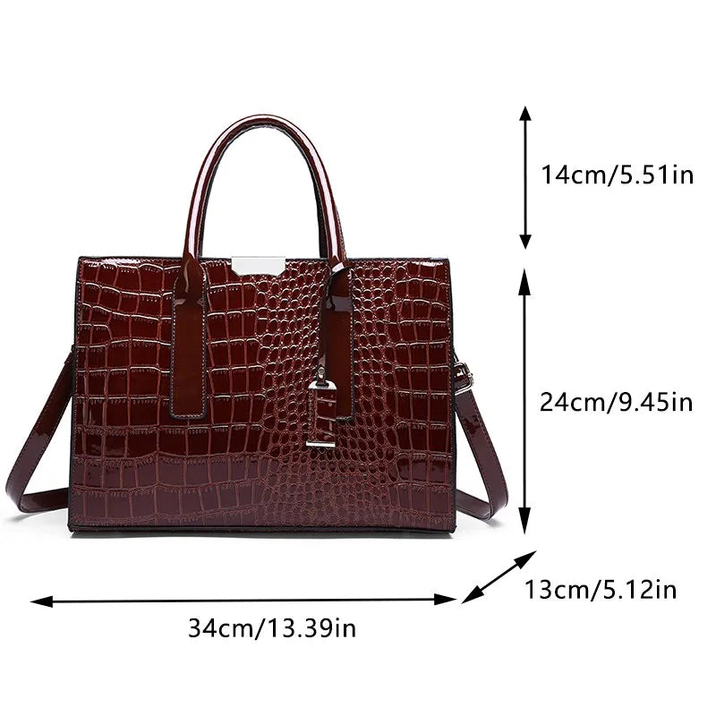 Trendy crocodile shoulder crossbody tote bag