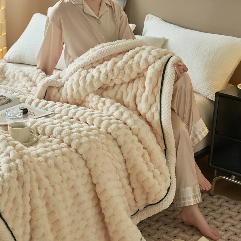 Double-layer thickened blanket with minky dots