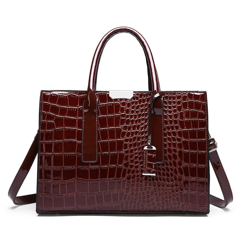 Trendy crocodile shoulder crossbody tote bag