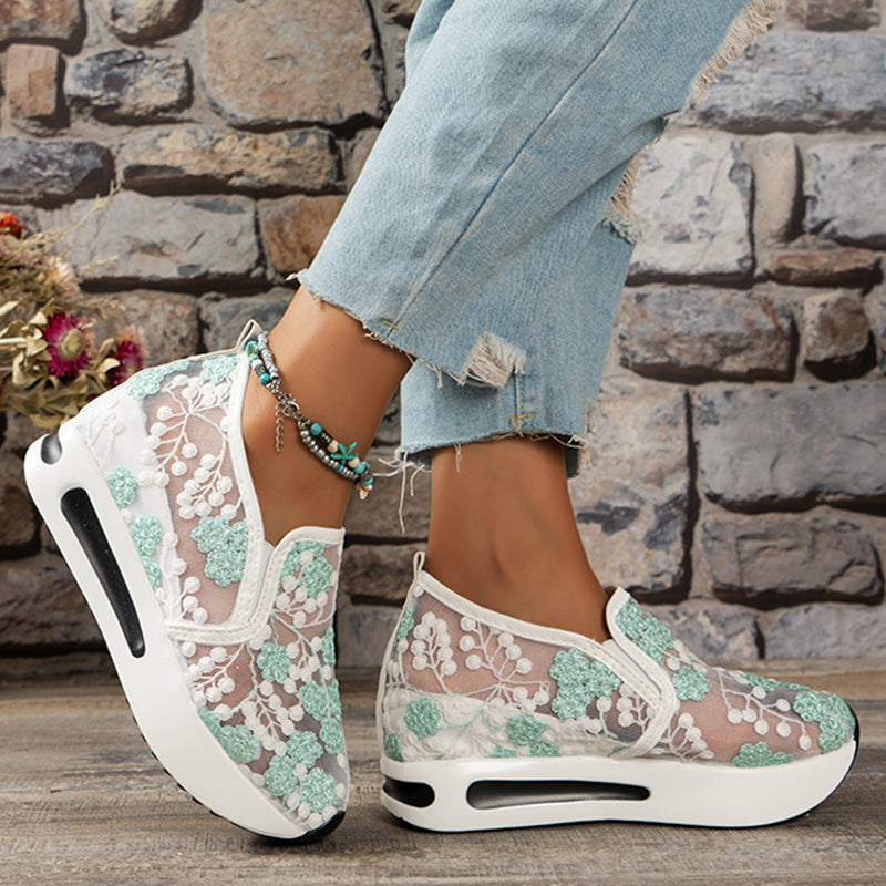 New Women's Floral Lace Platform Orthopedic Sneakers