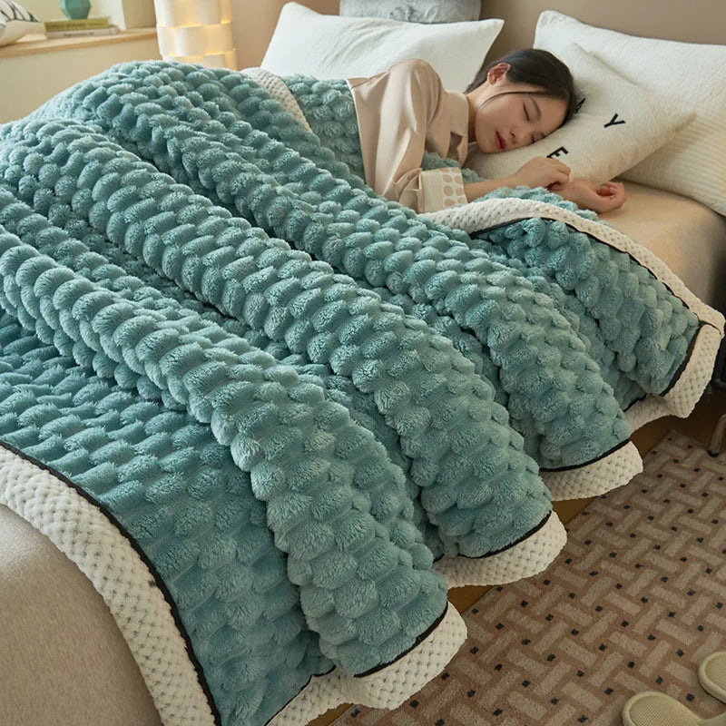 Double-layer thickened blanket with minky dots