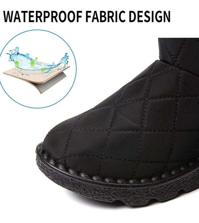 Quilted Argyle Lined Waterproof Winter Ankle Boots