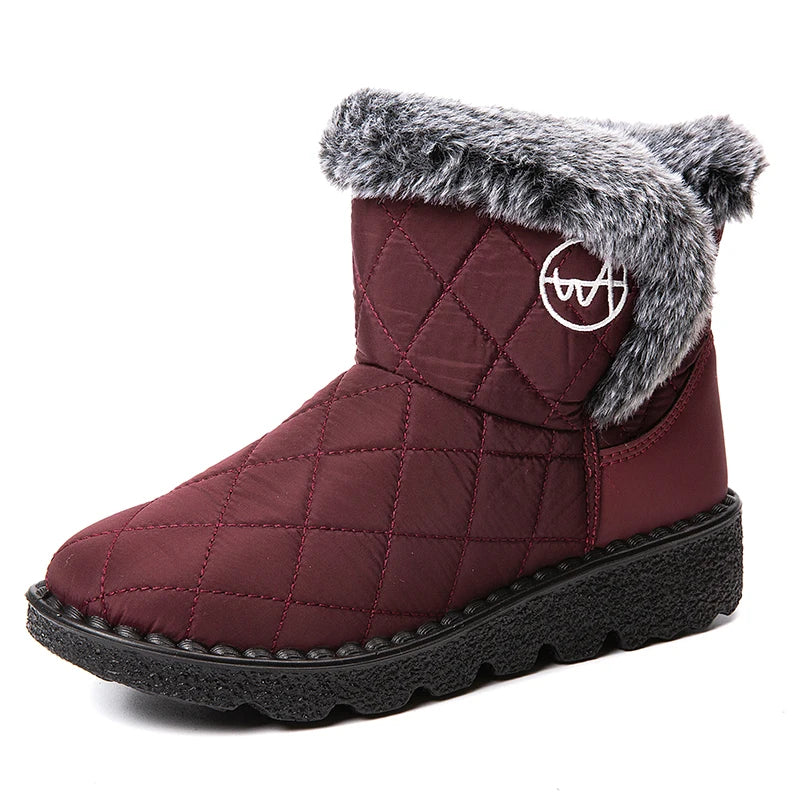 Quilted Argyle Lined Waterproof Winter Ankle Boots