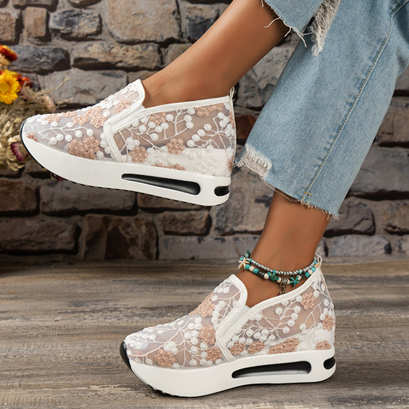 New Women's Floral Lace Platform Orthopedic Sneakers