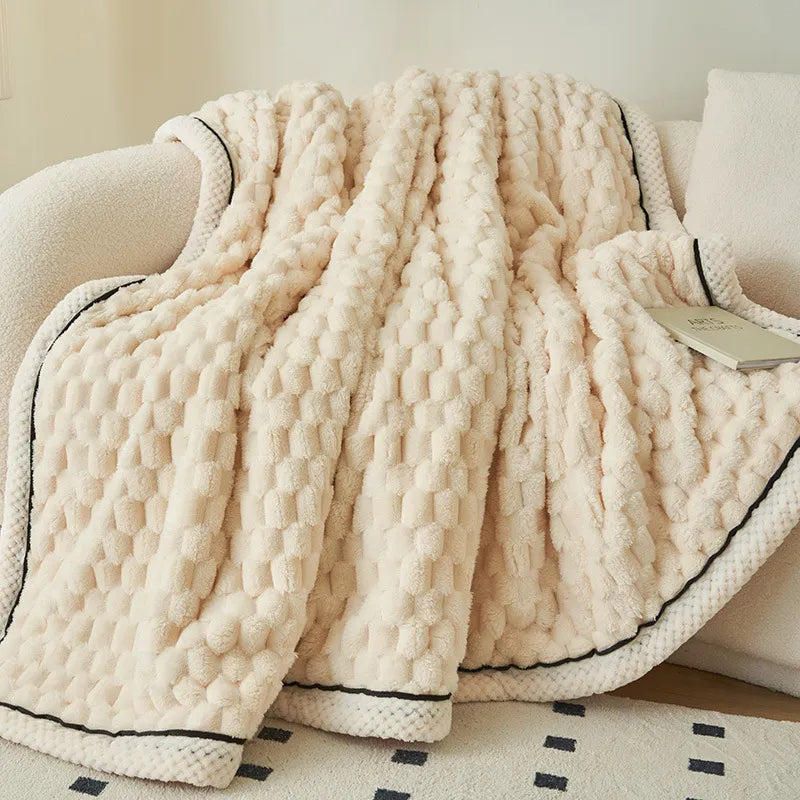 Double-layer thickened blanket with minky dots