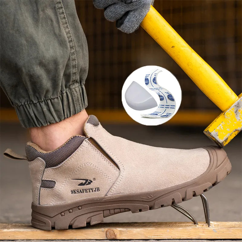 Anti-smash and anti-puncture steel toe insulated men's shoes