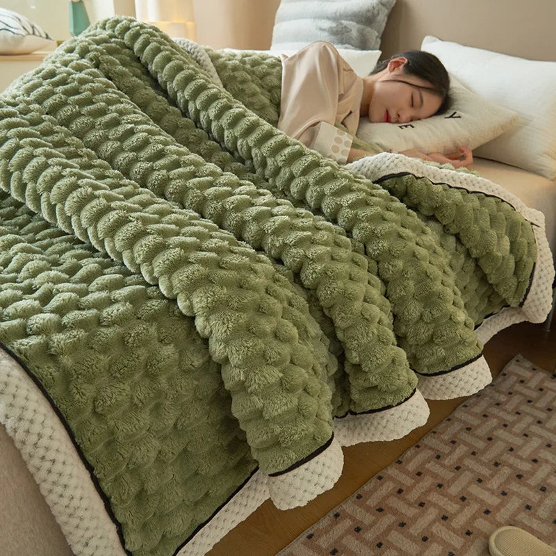 Double-layer thickened blanket with minky dots