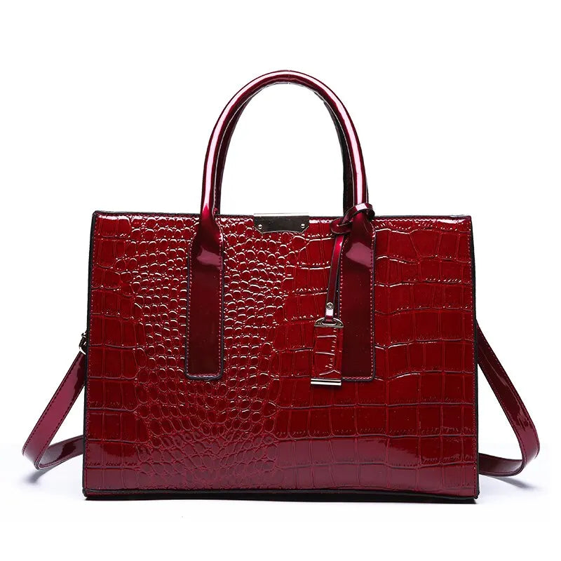 Trendy crocodile shoulder crossbody tote bag