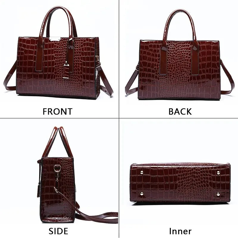 Trendy crocodile shoulder crossbody tote bag