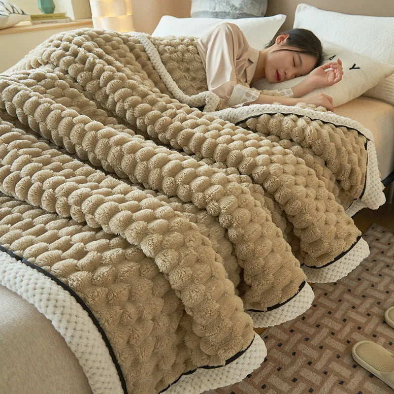 Double-layer thickened blanket with minky dots