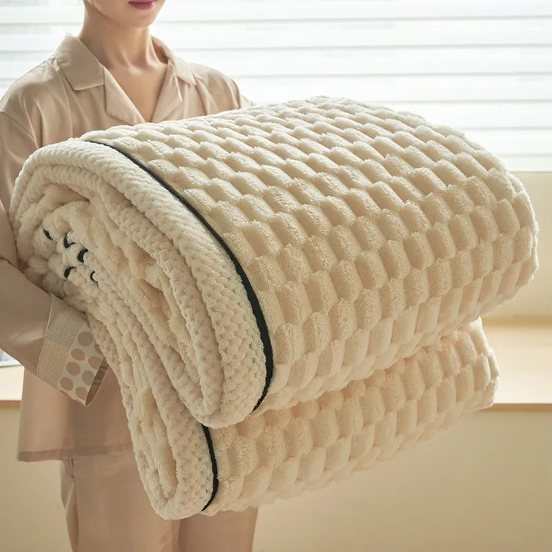 Double-layer thickened blanket with minky dots