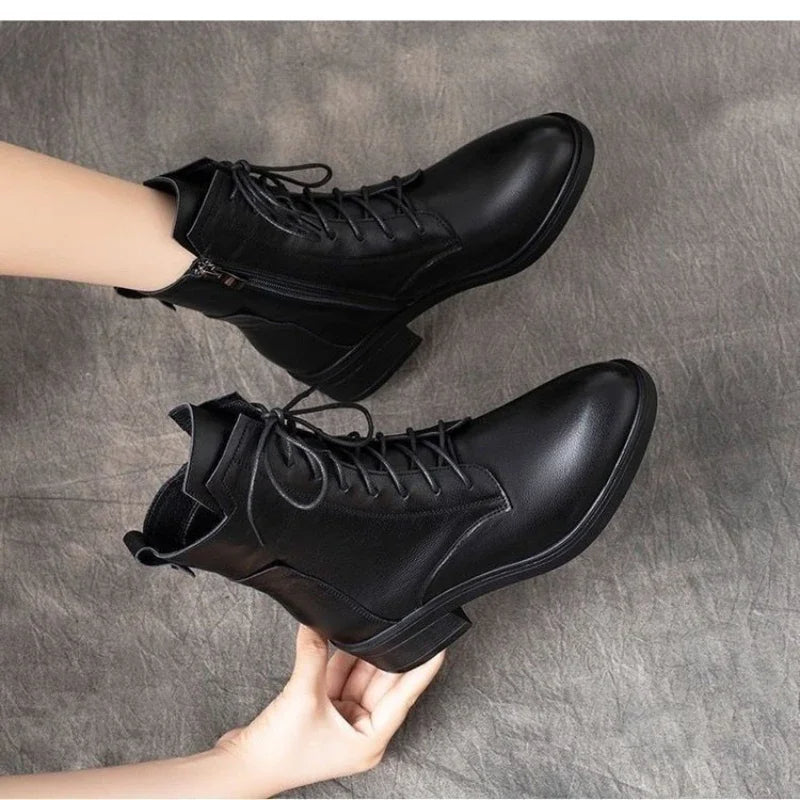 2024 new autumn and winter handmade genuine leather ladies Martin boots