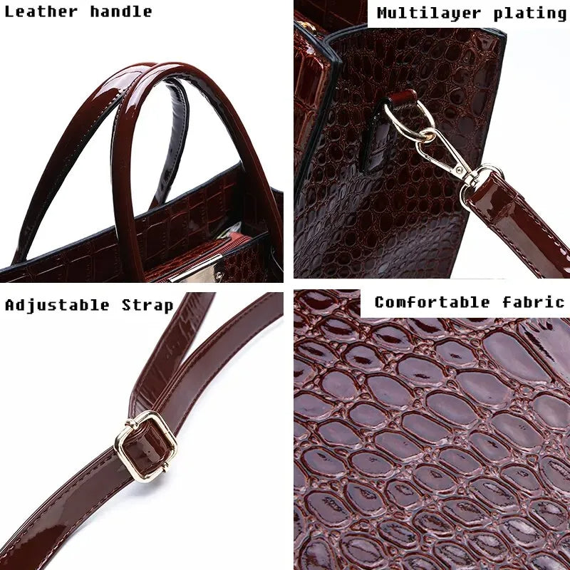 Trendy crocodile shoulder crossbody tote bag