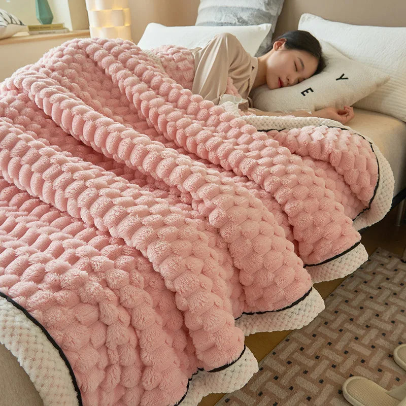 Double-layer thickened blanket with minky dots