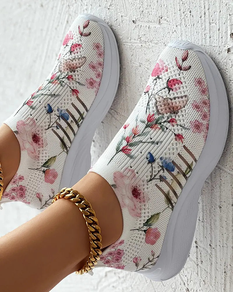 Women's Flower Rhinestone Sneakers