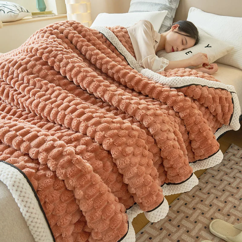 Double-layer thickened blanket with minky dots