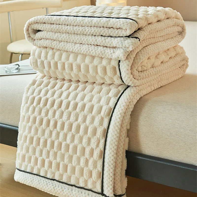 Double-layer thickened blanket with minky dots