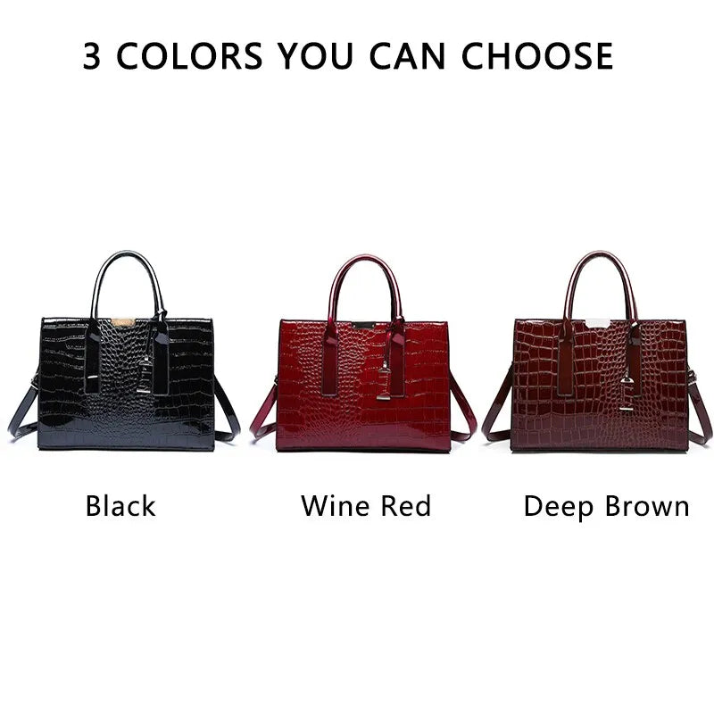 Trendy crocodile shoulder crossbody tote bag