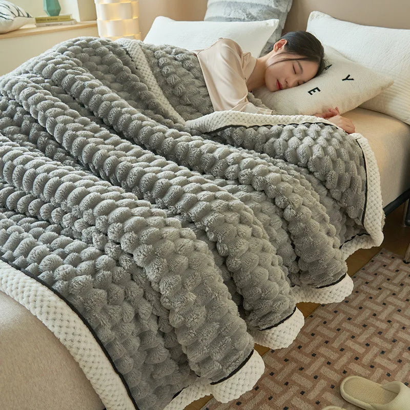 Double-layer thickened blanket with minky dots