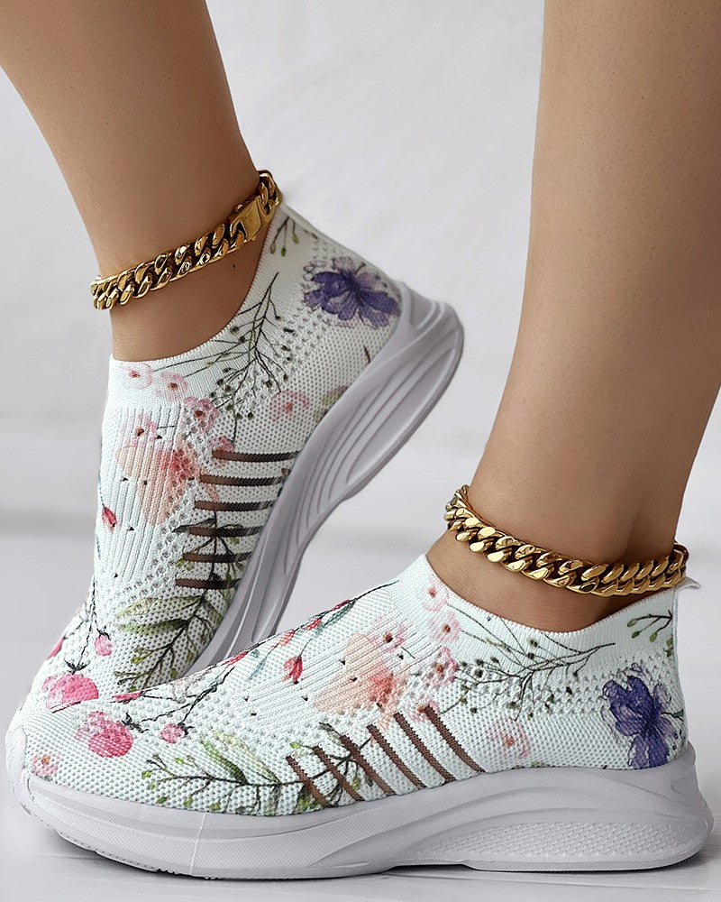 Women's Flower Rhinestone Sneakers