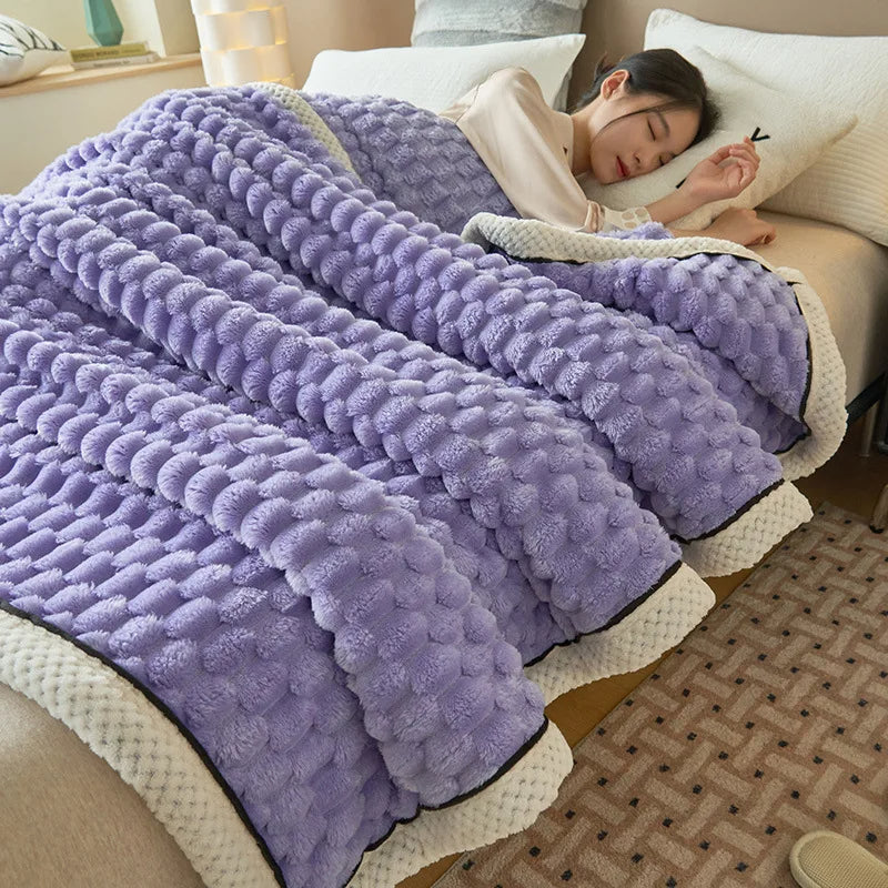 Double-layer thickened blanket with minky dots