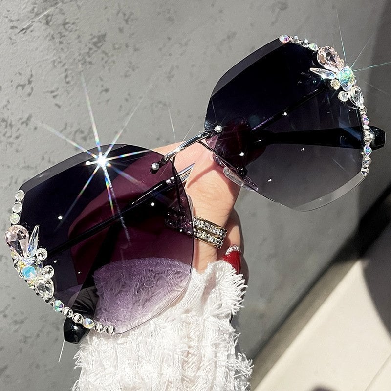 Woman Rimless Diamond Sunglasses