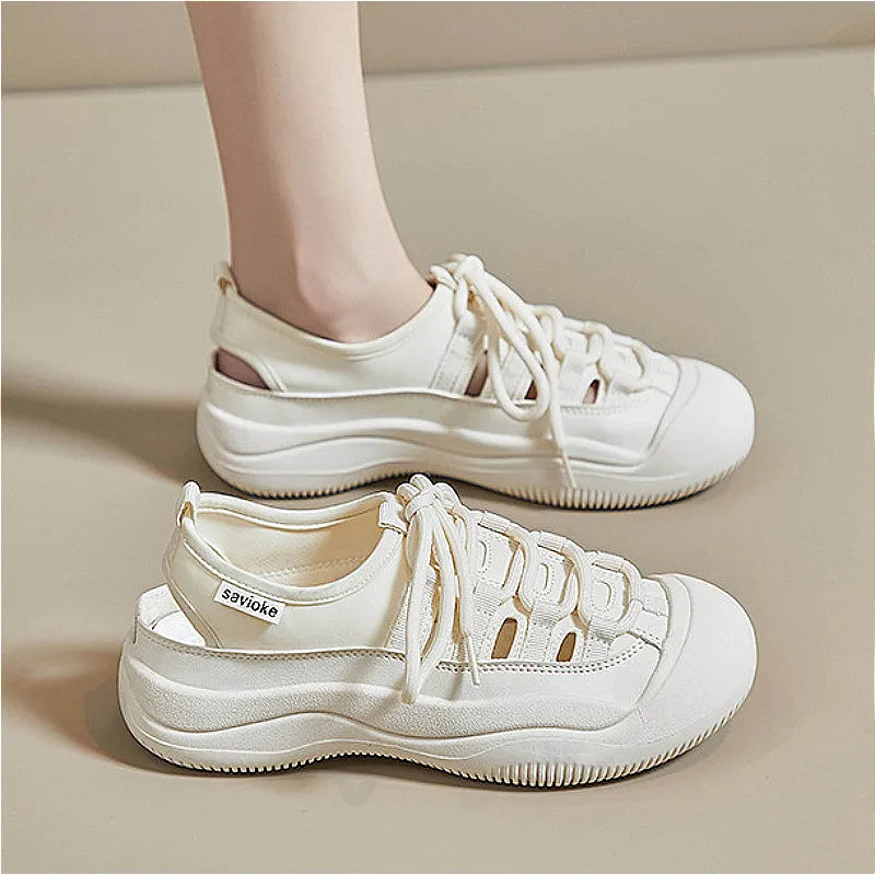 Summer thick sole hollow white shoes