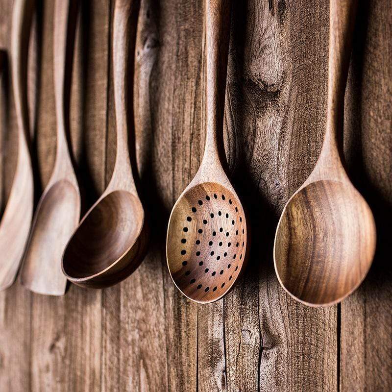 Teak wooden utensil set