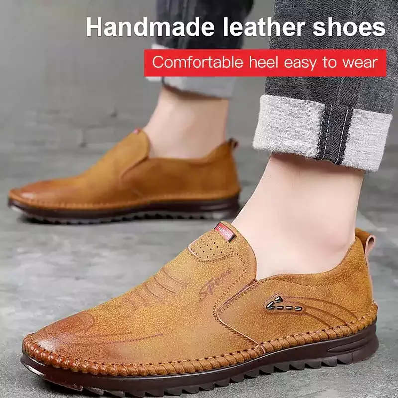 Men's new tendon sole casual leather shoes