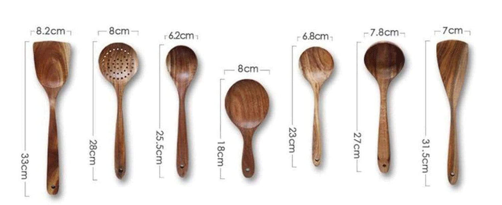 Teak wooden utensil set