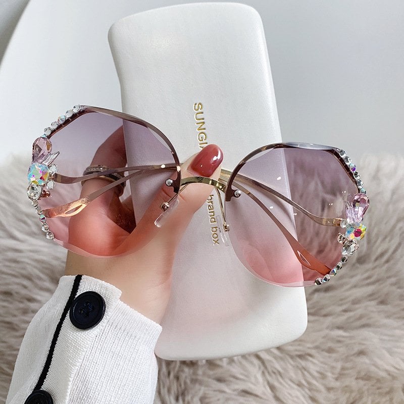 Woman Rimless Diamond Sunglasses