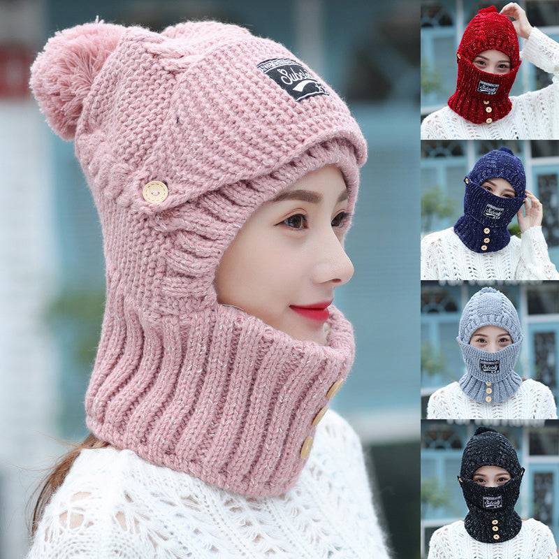 2 in 1 Mask Scarf Knitted Hat