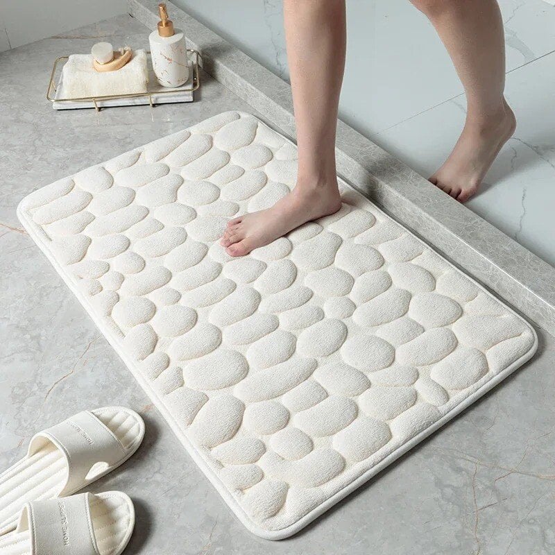 Cobblestone Embossed Bathroom Bath Mat