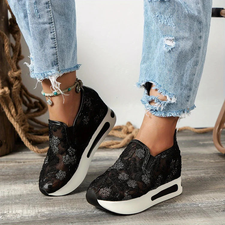 New Women's Floral Lace Platform Orthopedic Sneakers