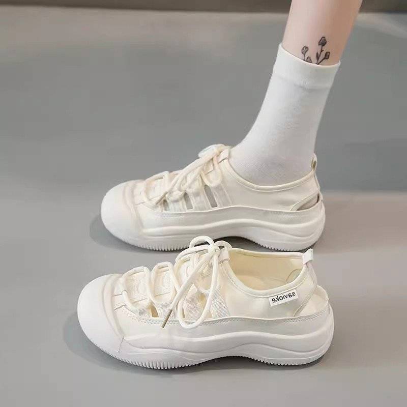 Summer thick sole hollow white shoes