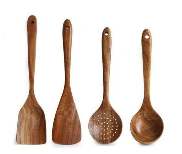 Teak wooden utensil set