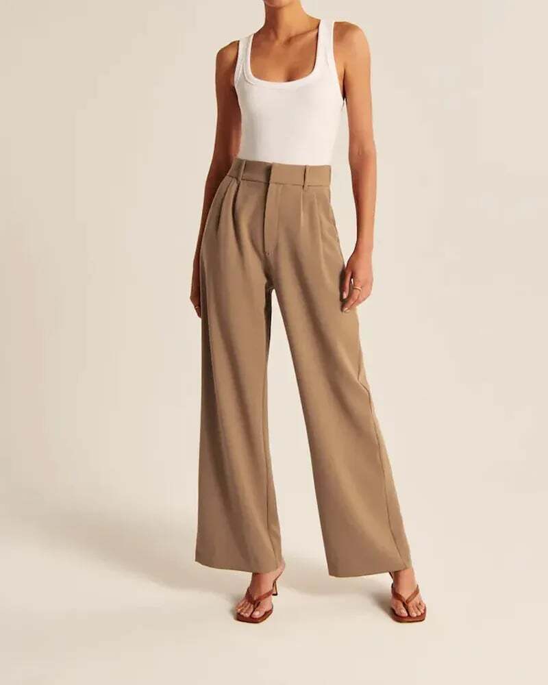 Lightweight Tailored Premium Fabric Wide Leg Pants