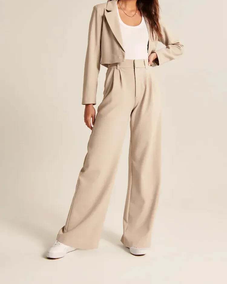 Lightweight Tailored Premium Fabric Wide Leg Pants