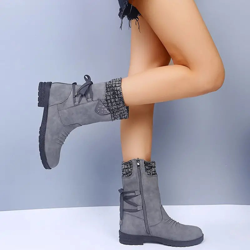 Snowy waterproof mid calf zipper boots