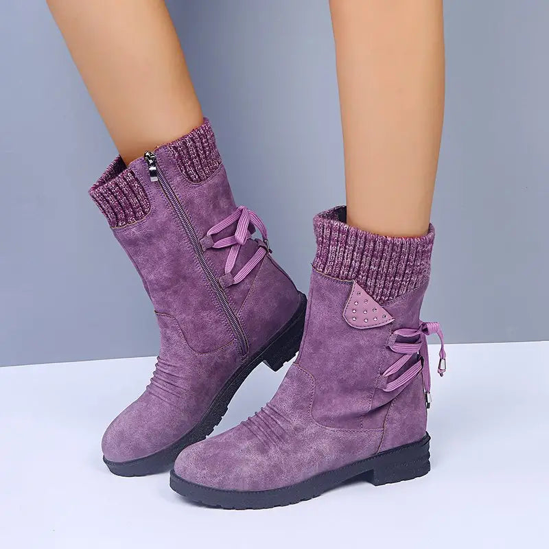 Snowy waterproof mid calf zipper boots