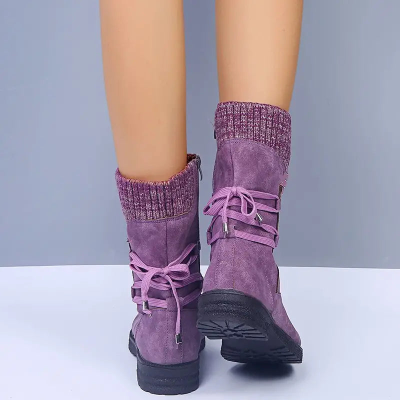 Snowy waterproof mid calf zipper boots