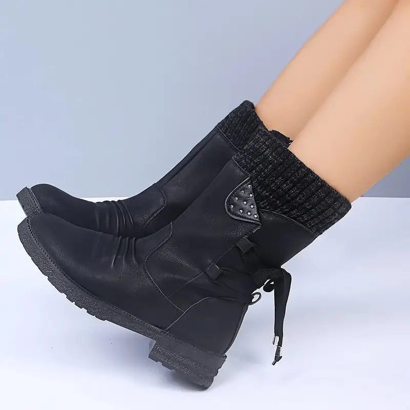 Snowy waterproof mid calf zipper boots